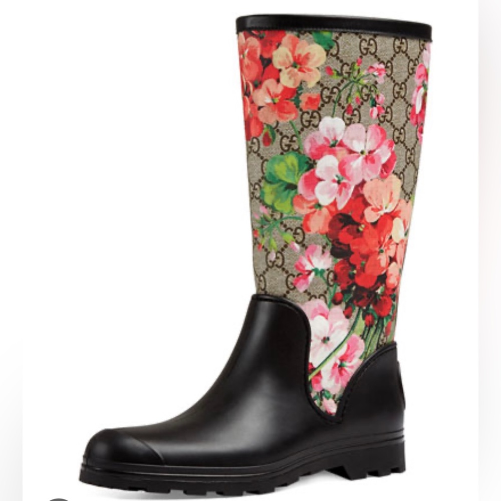 Gucci GG blooms rubber rain boots sz 41